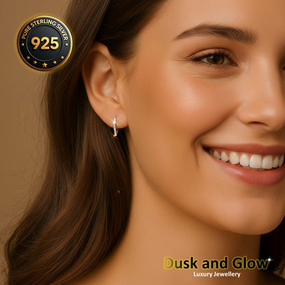 Moissanite Stone Huggie Hoop Earrings Pair Solid 925 Sterling Silver Gift UK NEW3