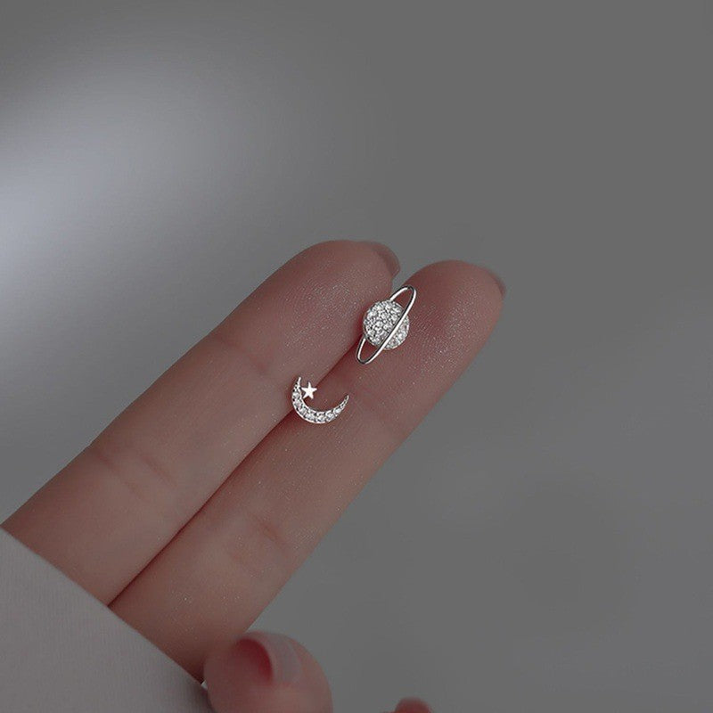 Zirconia Stone Stud Earrings Moon Planet Women Ladies Girl Jewellery Gift UK NEW2