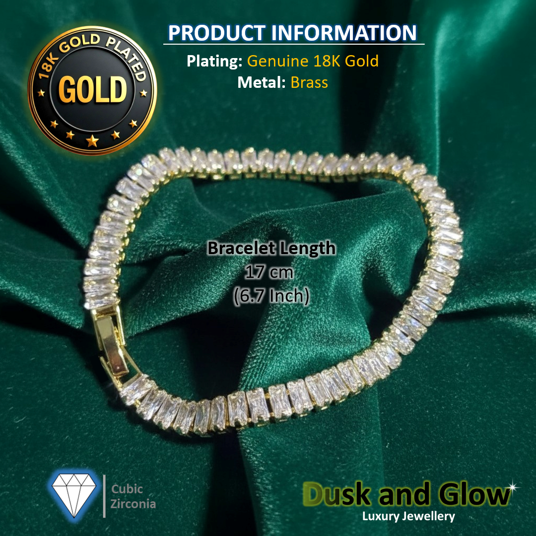 Luxury 18ct Gold Plated Zirconia Bracelet Tennis CZ Crystal Designer Gift NEW UK3