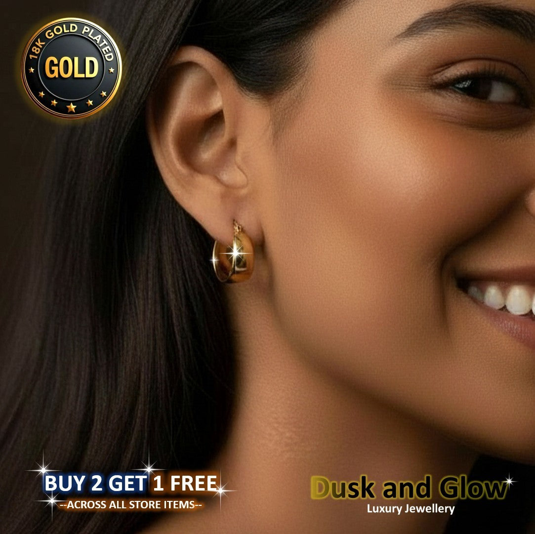 UK Womens Gold Hoop Earrings Genuine 18K Plating Ladies Girls Jewelry Gift NEW3