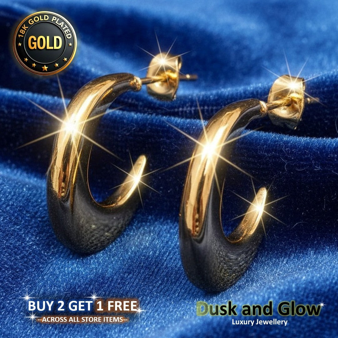 UK Womens Gold Hoop Earrings Genuine 18K Plating Ladies Girls Jewelry Gift NEW6