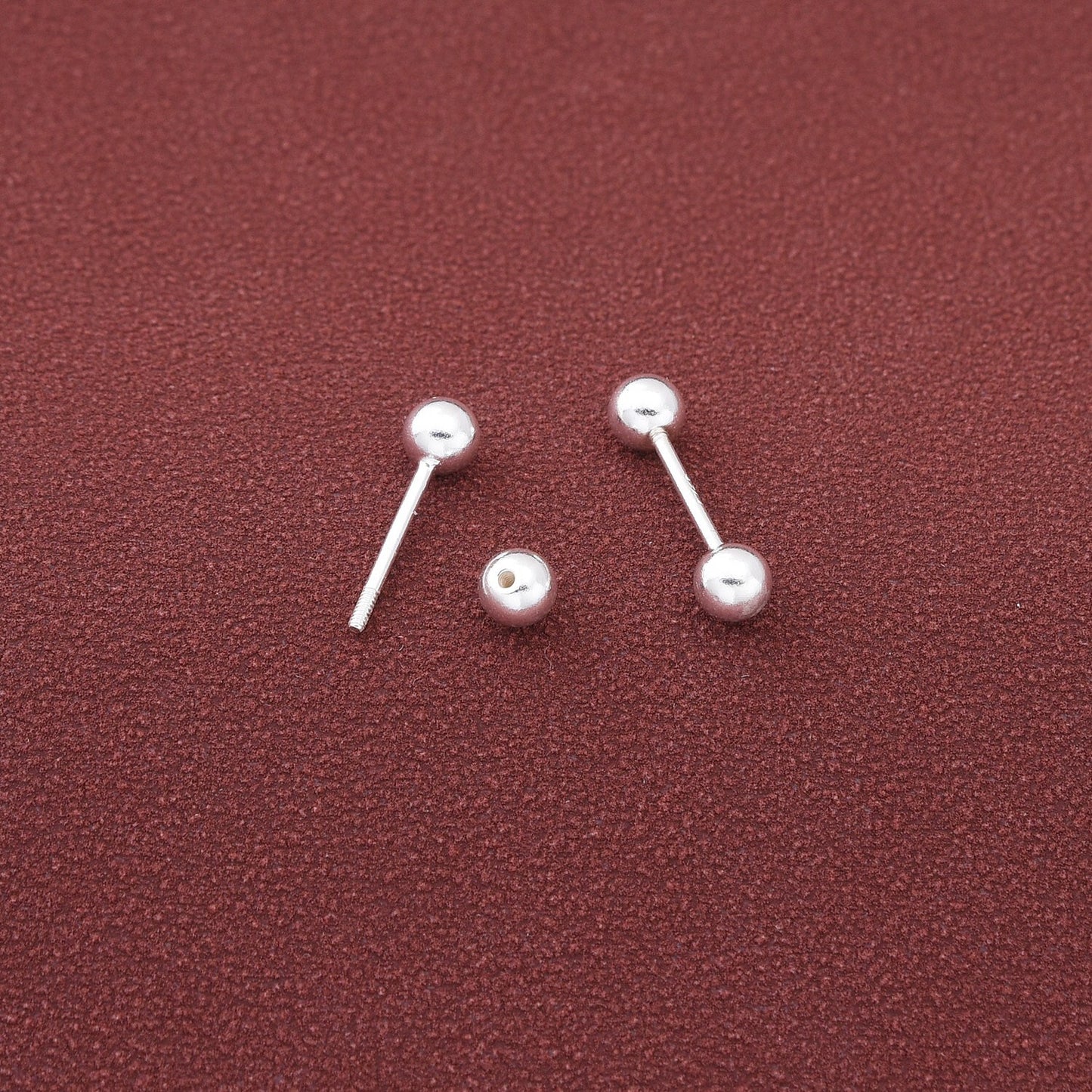 S925 Sterling Silver Stud Earrings Round Ball Women Girls Jewellery Gift UK NEW2
