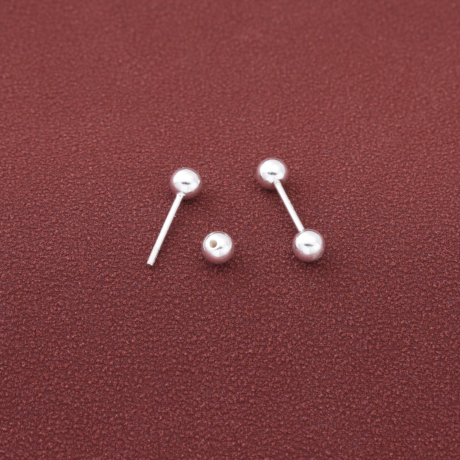 S925 Sterling Silver Stud Earrings Round Ball Women Girls Jewellery Gift UK NEW2