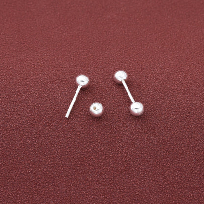S925 Sterling Silver Stud Earrings Round Ball Women Girls Jewellery Gift UK NEW2
