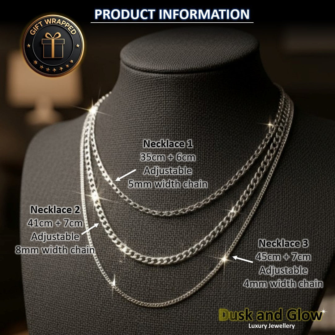 Uk Women Ladies Silver Chain Necklace Gift Set Girls Evening Party Wedding NEW4