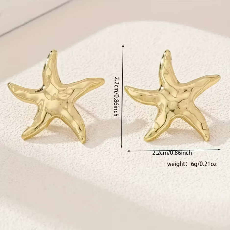 Gold Starfish Stud Earrings Fashion Women Ladies Girl Jewelry Party Gift NEW UK3