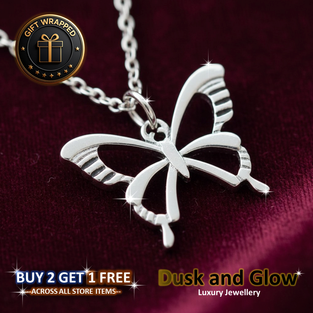 Silver Butterfly Necklace Pendant Gift Womens Ladies Girls Jewelry BRAND NEW UK0