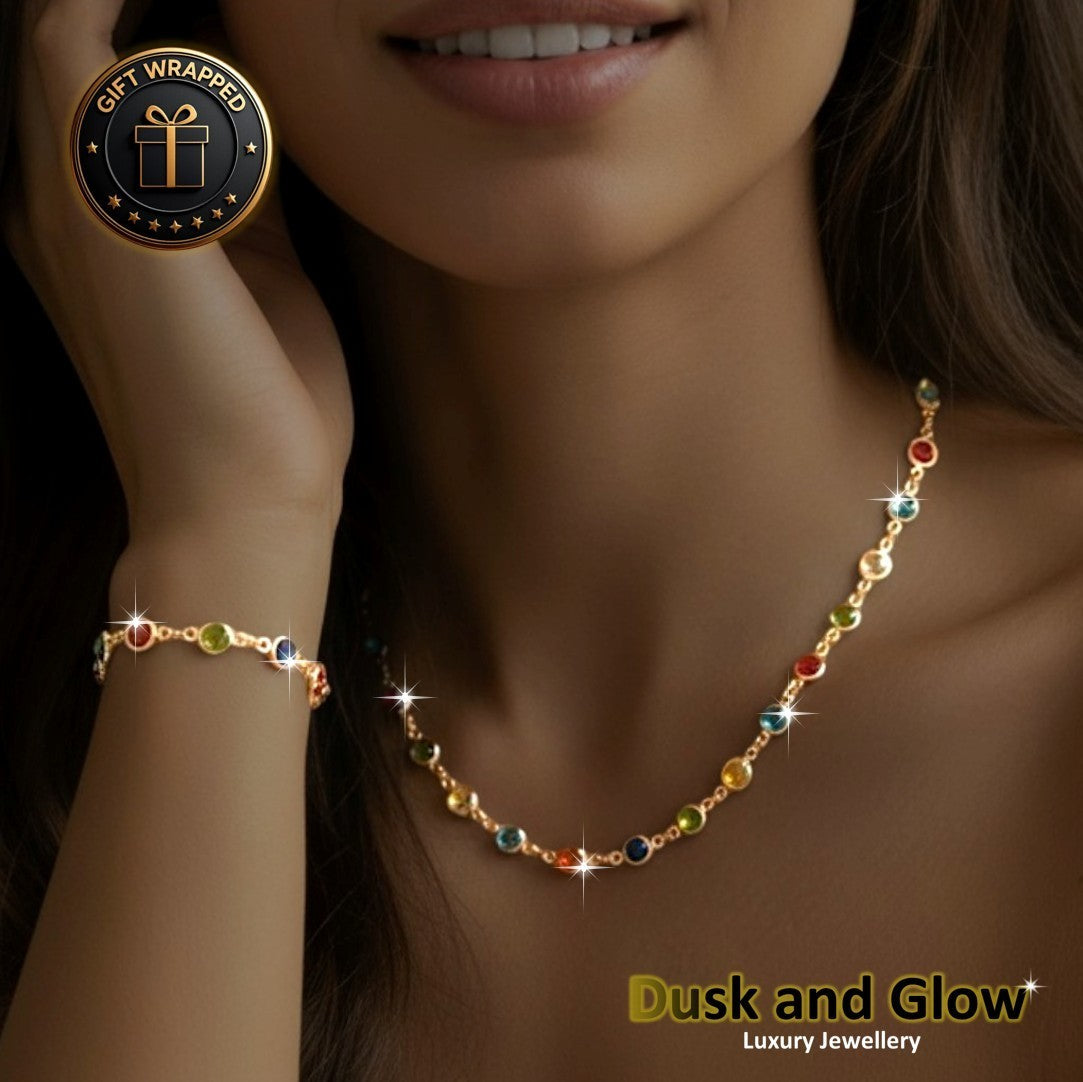 Women Ladies Jewellery Gift Set Necklace Charm Bracelet Copper Chain Link UK NEW0