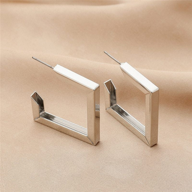 Silver Hoop Stud Earrings Women Ladies Design Fashion Girl Jewellery Gift NEW UK4