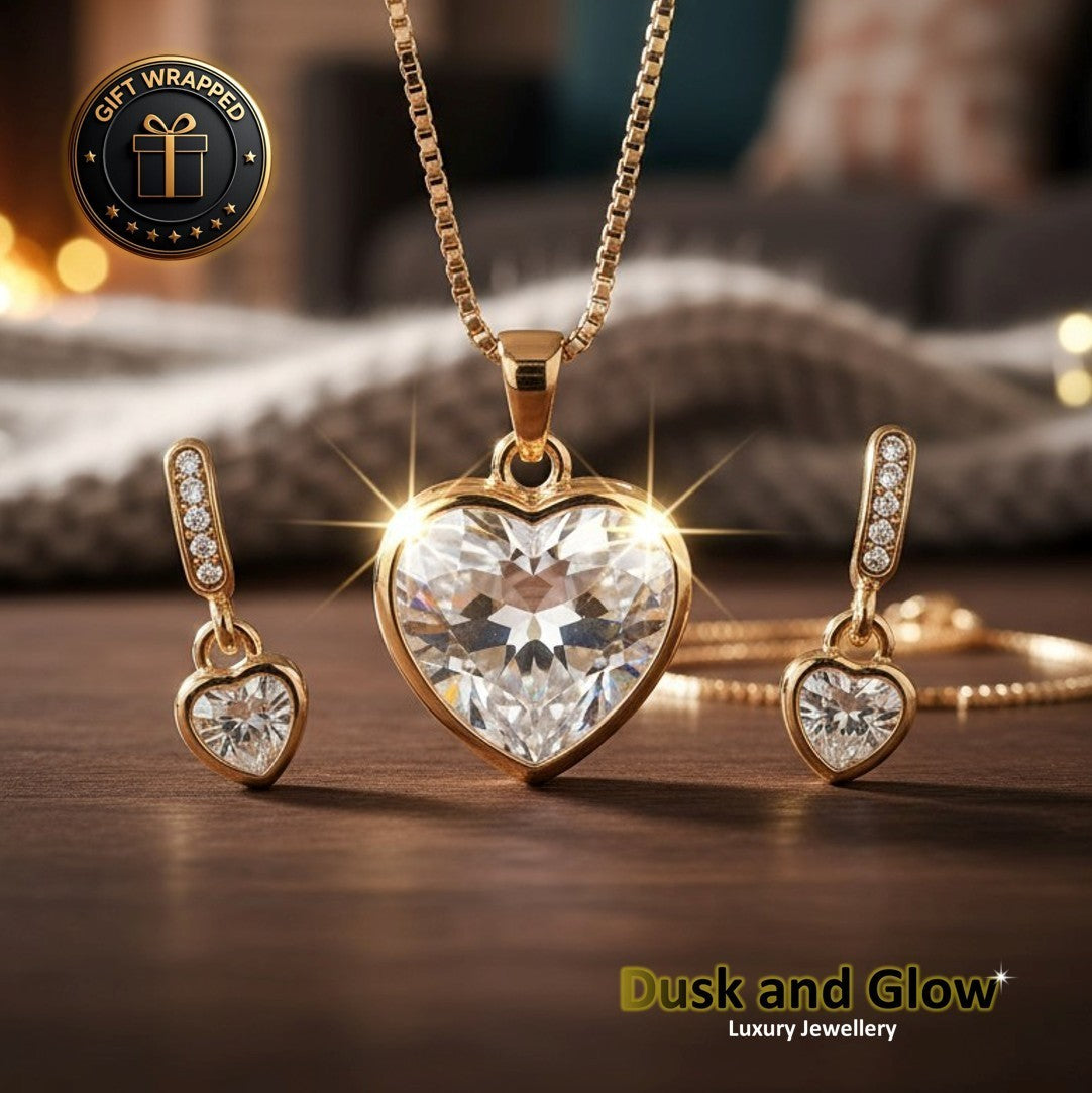 Womens Jewellery Gift Set Necklace Drop Earrings Cubic Zirconia CZ UK BRAND NEW0