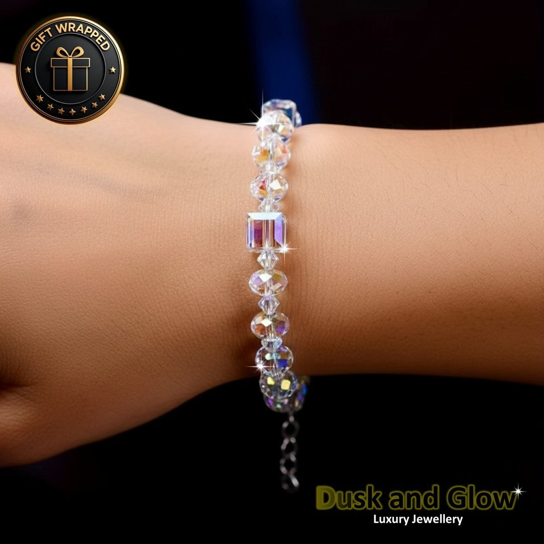 UK Women Ladies Silver Bracelet Light Catching Beads Girls Jewellery Gift NEW3