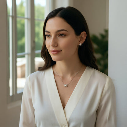 Womens Freshwater Pearl Jewellery Gift Set Necklace Earrings 925 Sterling Silver1