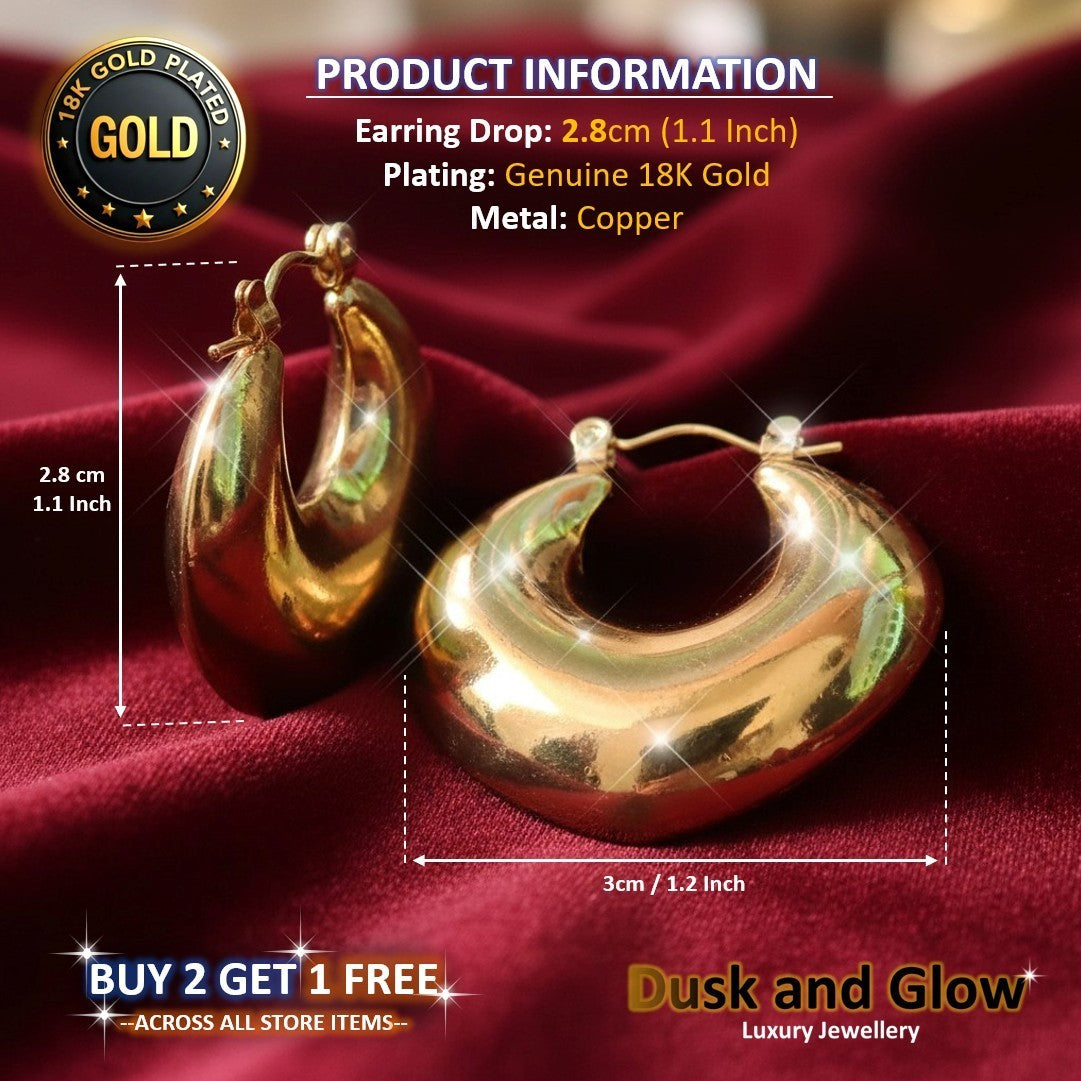 UK Womens Gold Hoop Earrings Genuine 18K Plating Ladies Girls Jewelry Gift NEW2