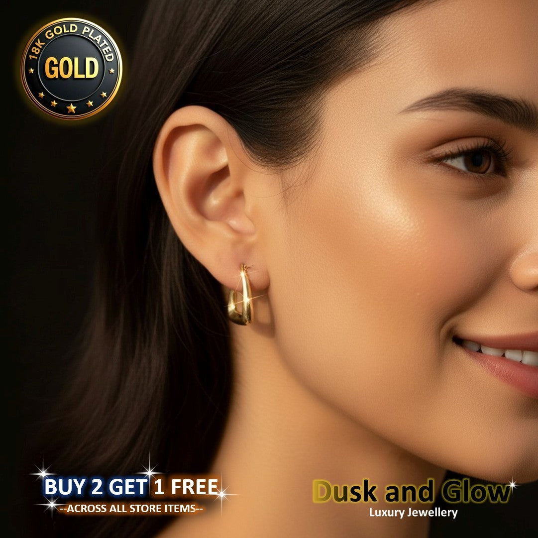 UK Womens Gold Hoop Earrings Genuine 18K Plating Ladies Girls Jewelry Gift NEW1