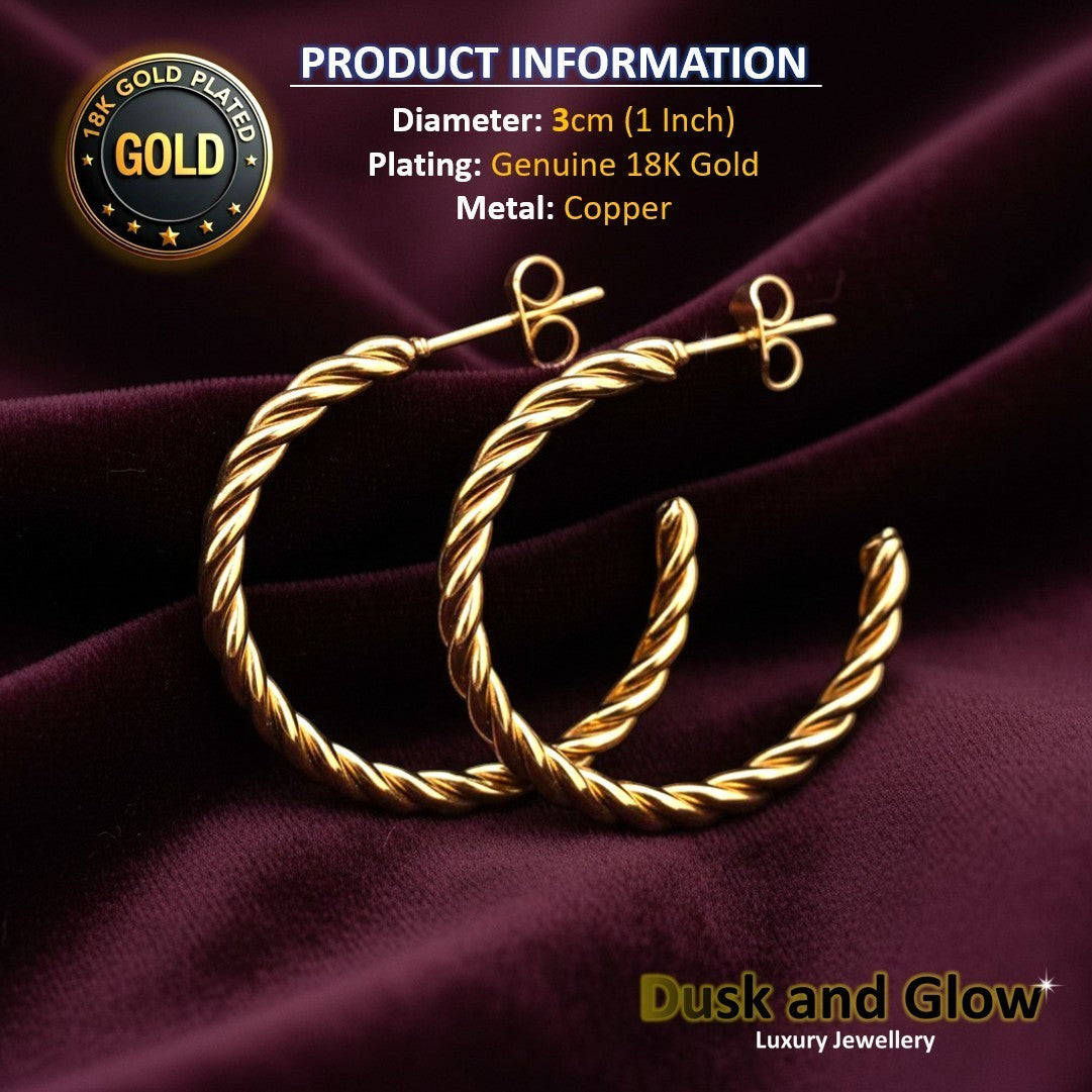UK Womens Gold Hoop Earrings Genuine 18K Plating Ladies Girls Jewelry Gift NEW1
