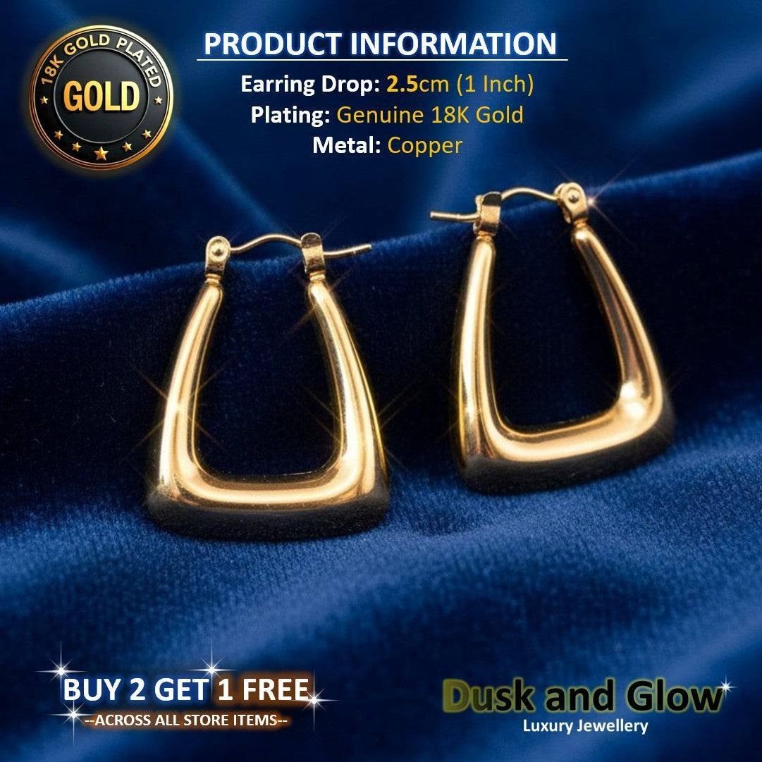UK Womens Gold Hoop Earrings Genuine 18K Plating Ladies Girls Jewelry Gift NEW2