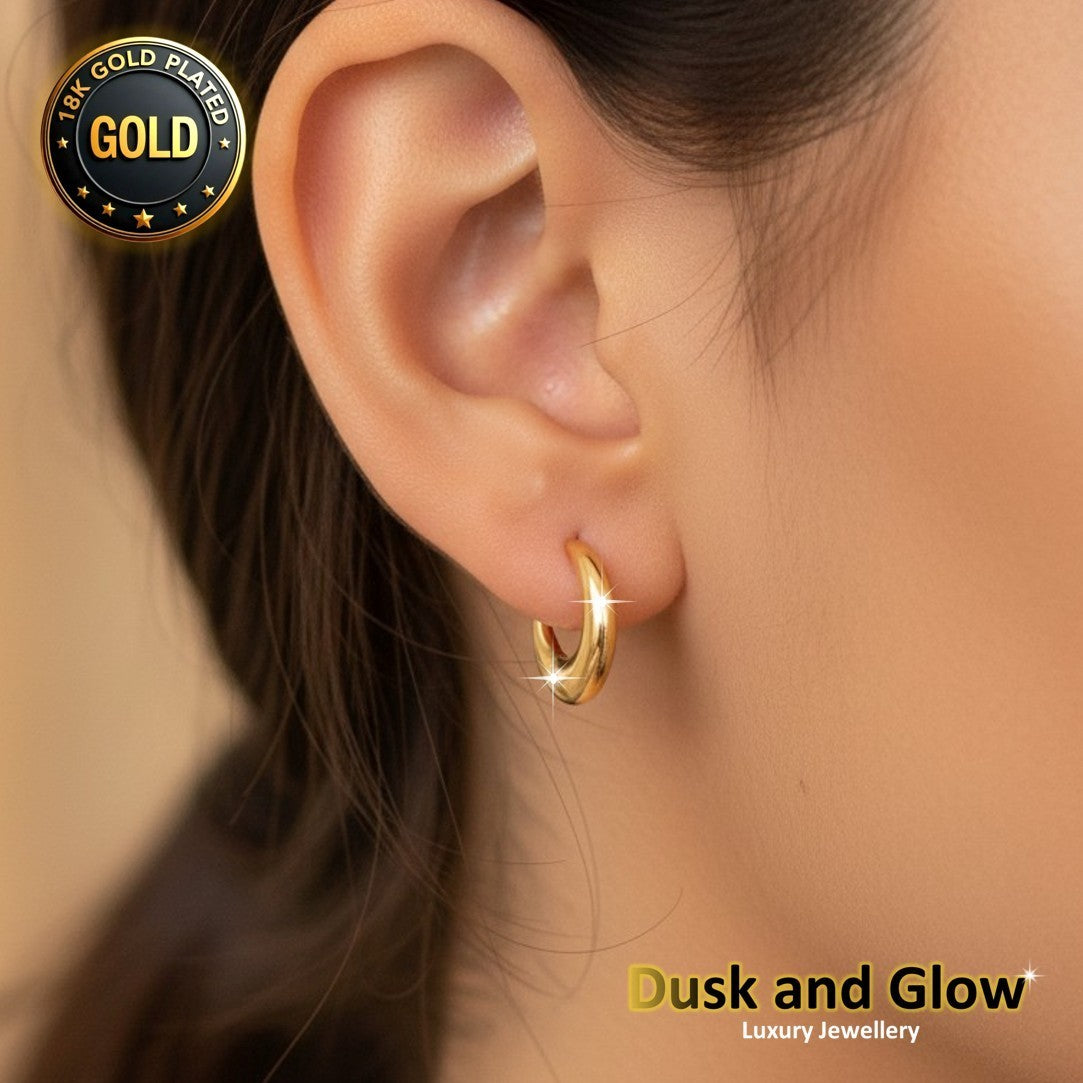 UK Womens Gold Hoop Earrings Genuine 18K Plating Ladies Girls Jewelry Gift NEW7
