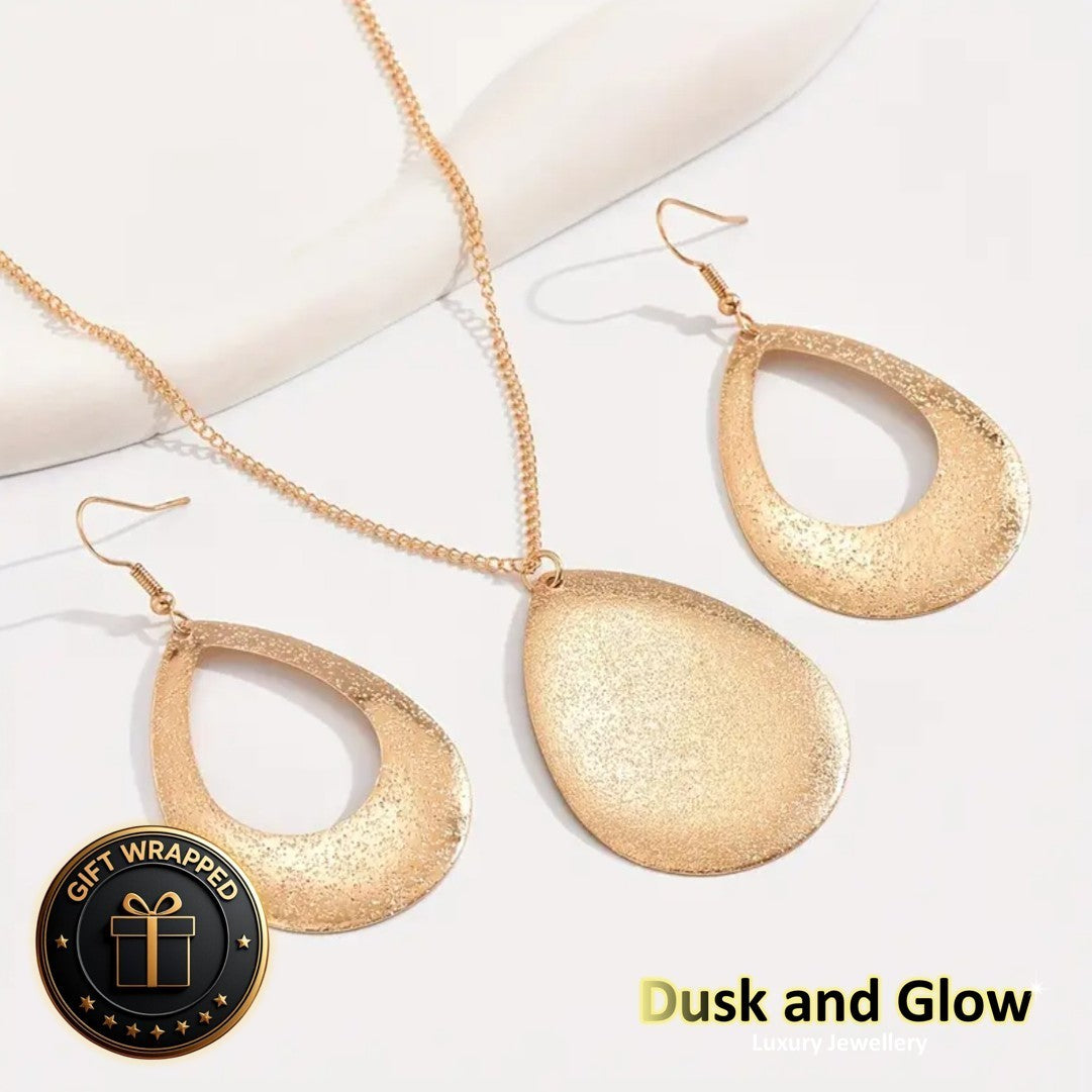 UK Women Ladies Fashion Gold Jewelry Necklace Drop Earrings Set Wedding Gift NEW1