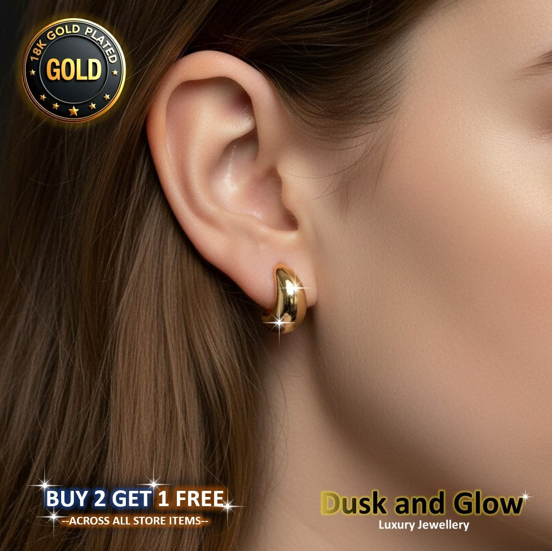 UK Womens Gold Hoop Earrings Genuine 18K Plating Ladies Girls Jewelry Gift NEW1