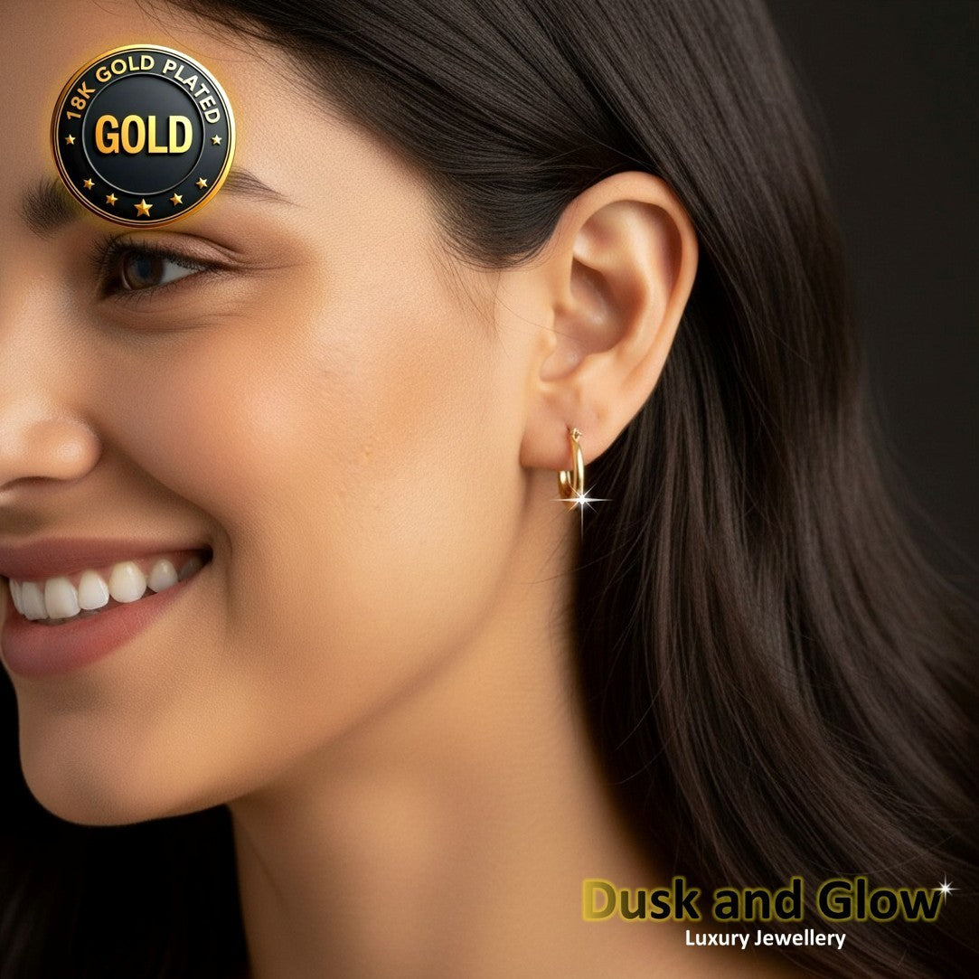 UK Womens Gold Hoop Earrings Genuine 18K Plating Ladies Girls Jewelry Gift NEW3