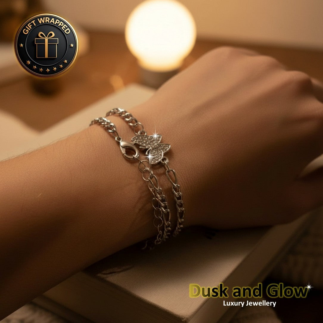UK Women Ladies Silver Bracelet Cubic Zirconia CZ Chain Girls Jewellery Gift NEW2