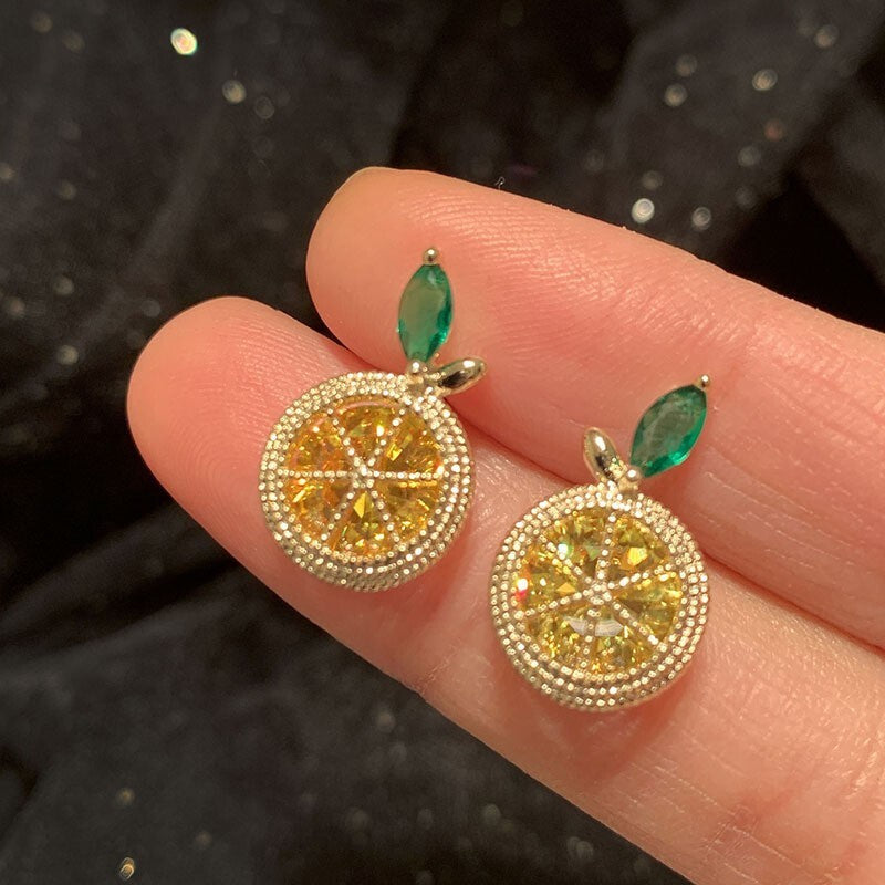 Womens Orange Stud Earrings Fruit Luxury Cute Ladies Girls Jewellery Gift UK NEW2