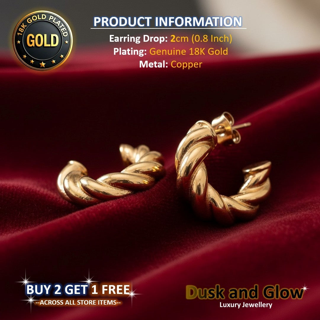 UK Womens Gold Hoop Earrings Genuine 18K Plating Ladies Girls Jewelry Gift NEW4