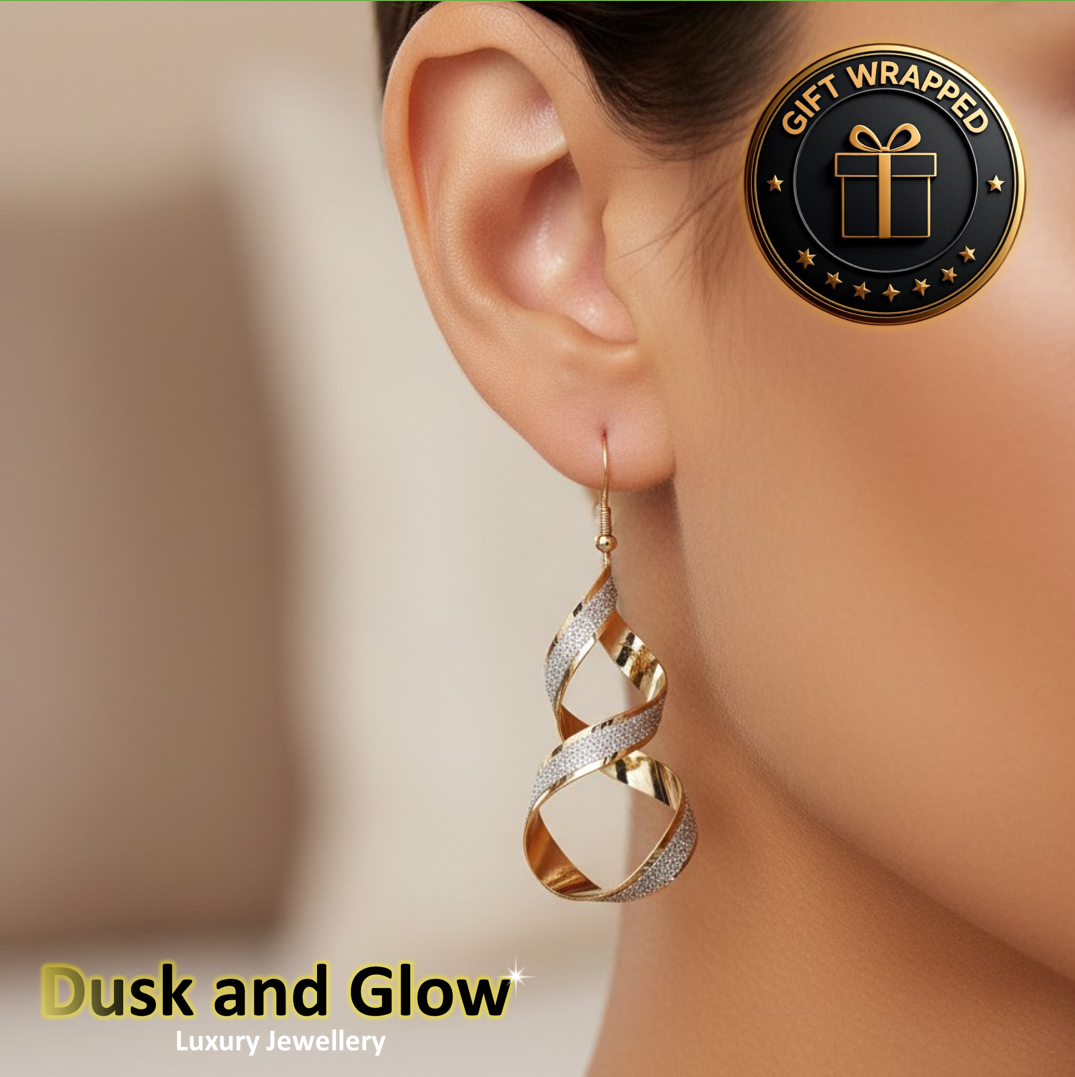 Luxury Gold Silver Dangle Drop Earrings Shimmering Statement Tassel Design1
