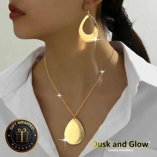 UK Women Ladies Fashion Gold Jewelry Necklace Drop Earrings Set Wedding Gift NEW0