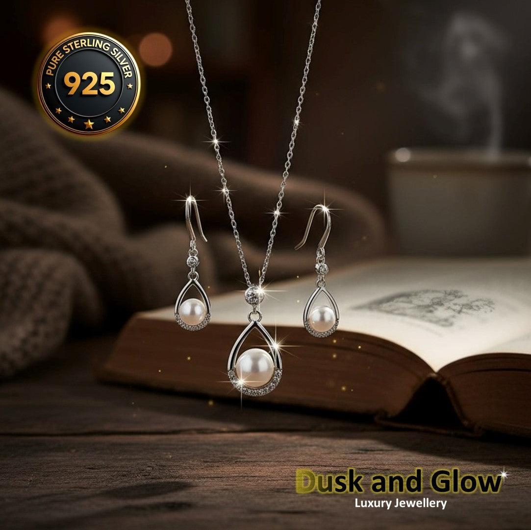 Womens Freshwater Pearl Jewellery Gift Set Necklace Earrings 925 Sterling Silver1