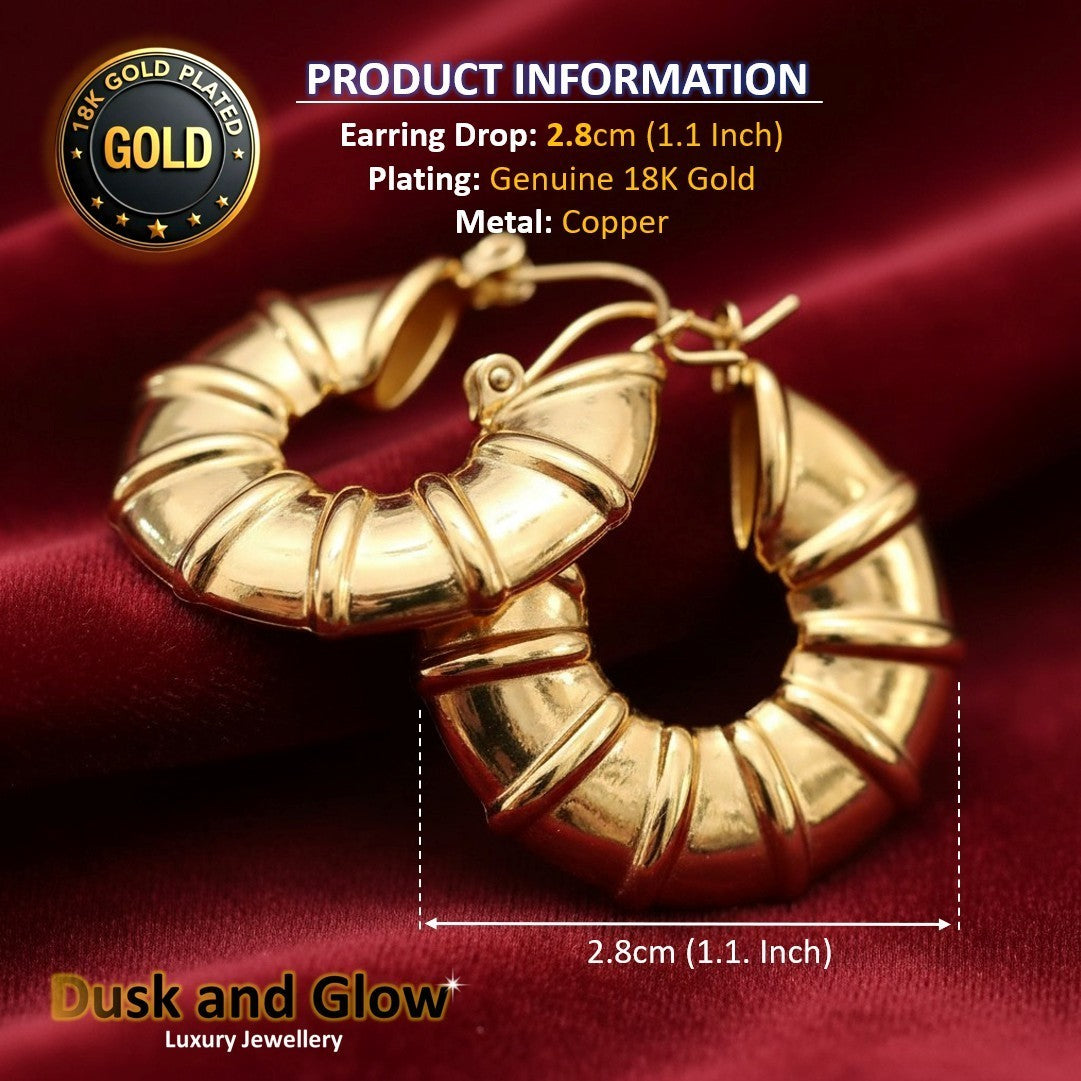 UK Womens Gold Hoop Earrings Genuine 18K Plating Ladies Girls Jewelry Gift NEW3