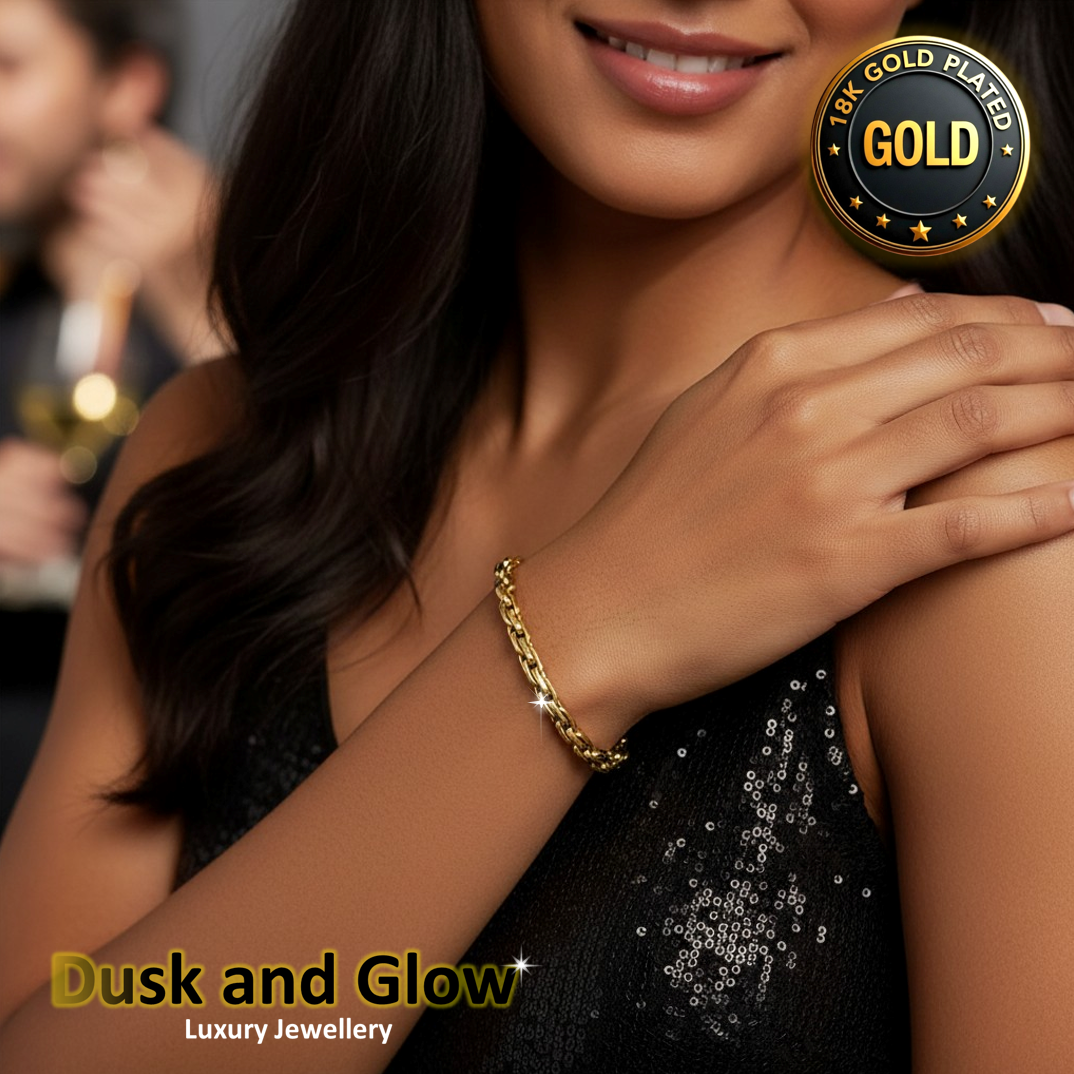 Luxury Gold Blecher Bracelet Chain 18ct Plated Women Ladies Girls Gift NEW UK2