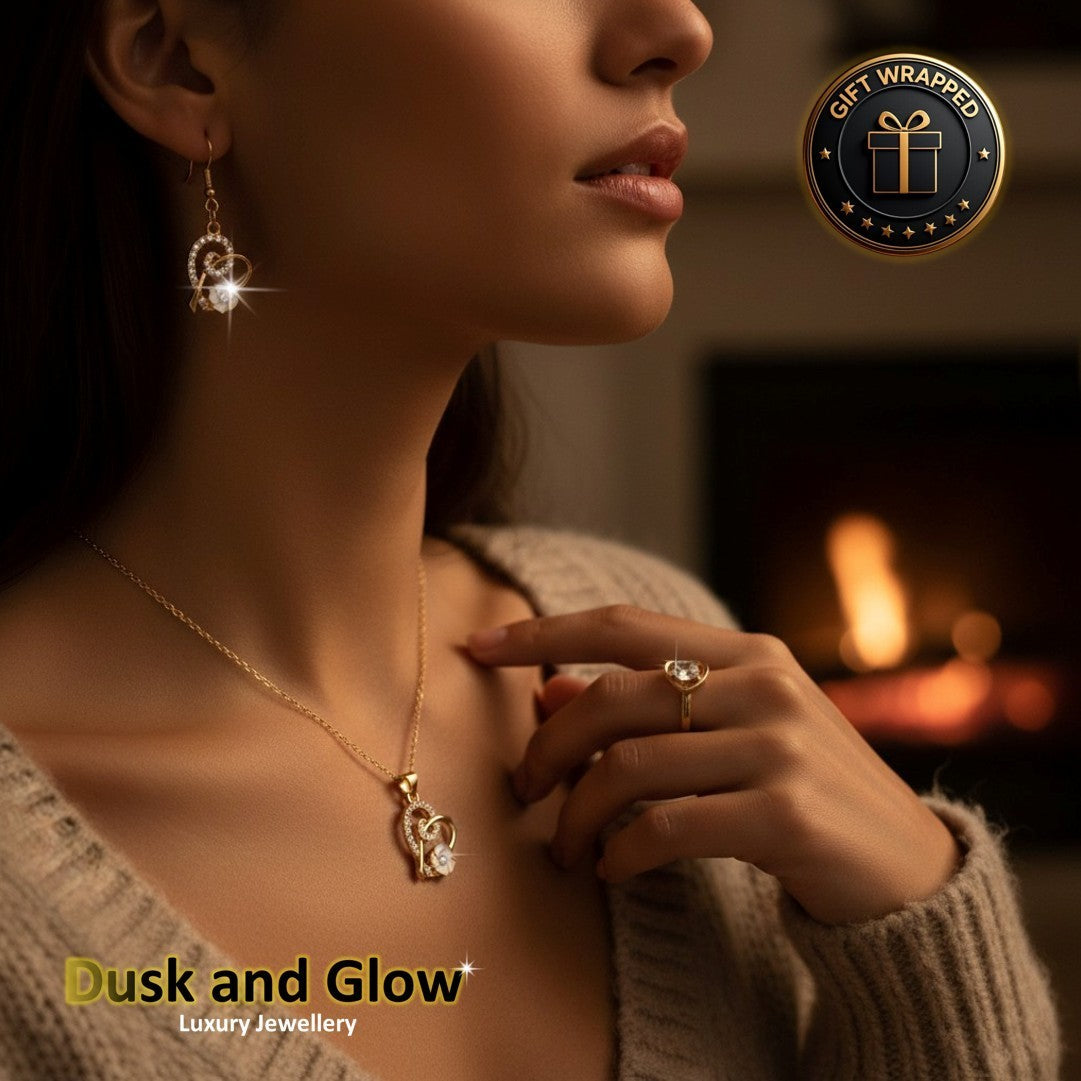 Womens Jewellery Gift Set Necklace Drop Earrings Ring Ladies Girl Wedding UK NEW1