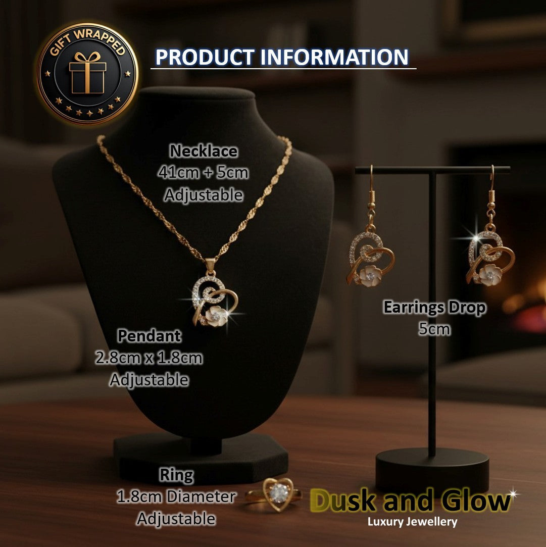 Womens Jewellery Gift Set Necklace Drop Earrings Ring Ladies Girl Wedding UK NEW4