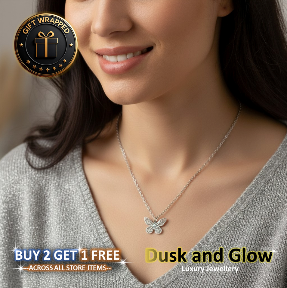 Silver Butterfly Necklace Pendant Gift Womens Ladies Girls Jewelry BRAND NEW UK2