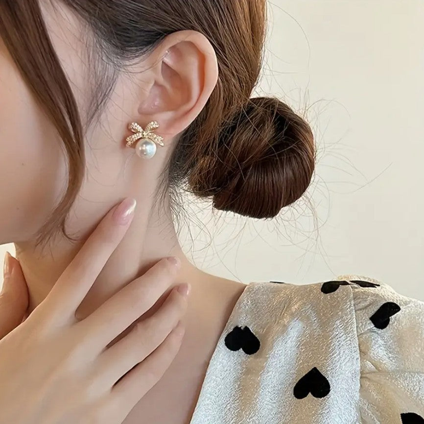 Faux Stone Pearl Stud Christmas Earrings Women Ladies Jewellery Gift Pair UK NEW3