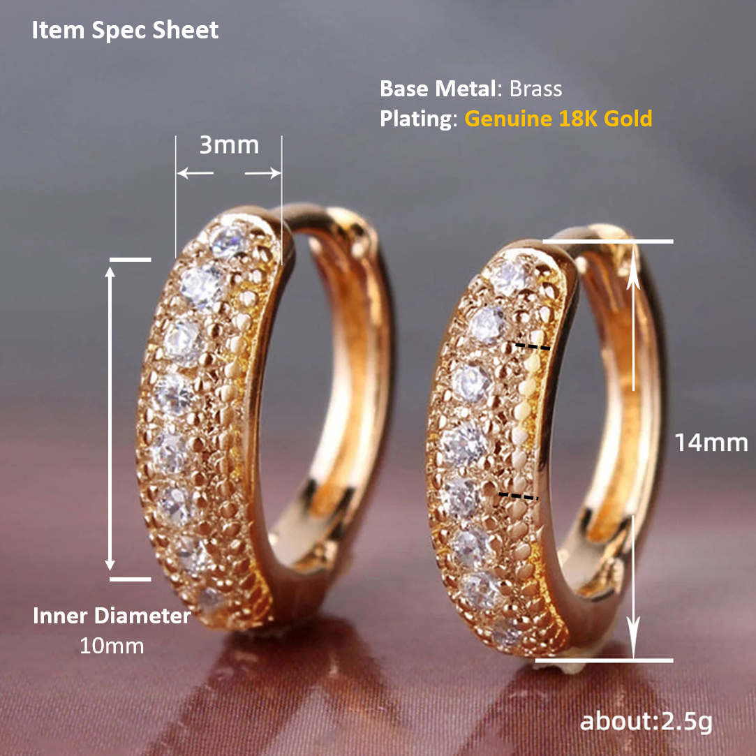 Women Gold Huggie Hoop Earrings Pair 18K 10mm Ladies Girls Jewellery Gift NEW UK4