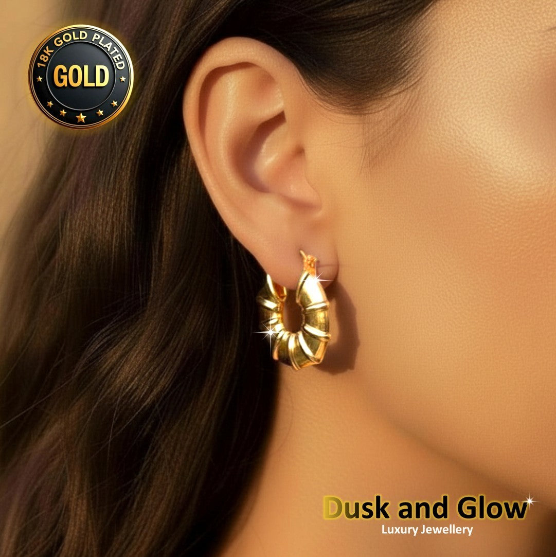 UK Womens Gold Hoop Earrings Genuine 18K Plating Ladies Girls Jewelry Gift NEW2