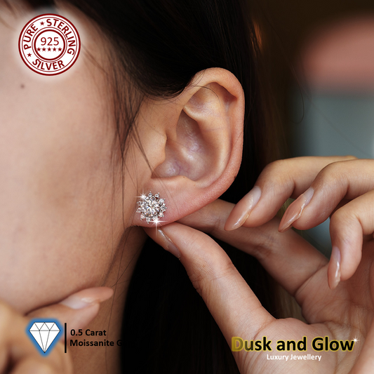 0.5 Carat Moissanite Stone Stud Earrings Solid 925 Sterling Silver Women Gift UK1