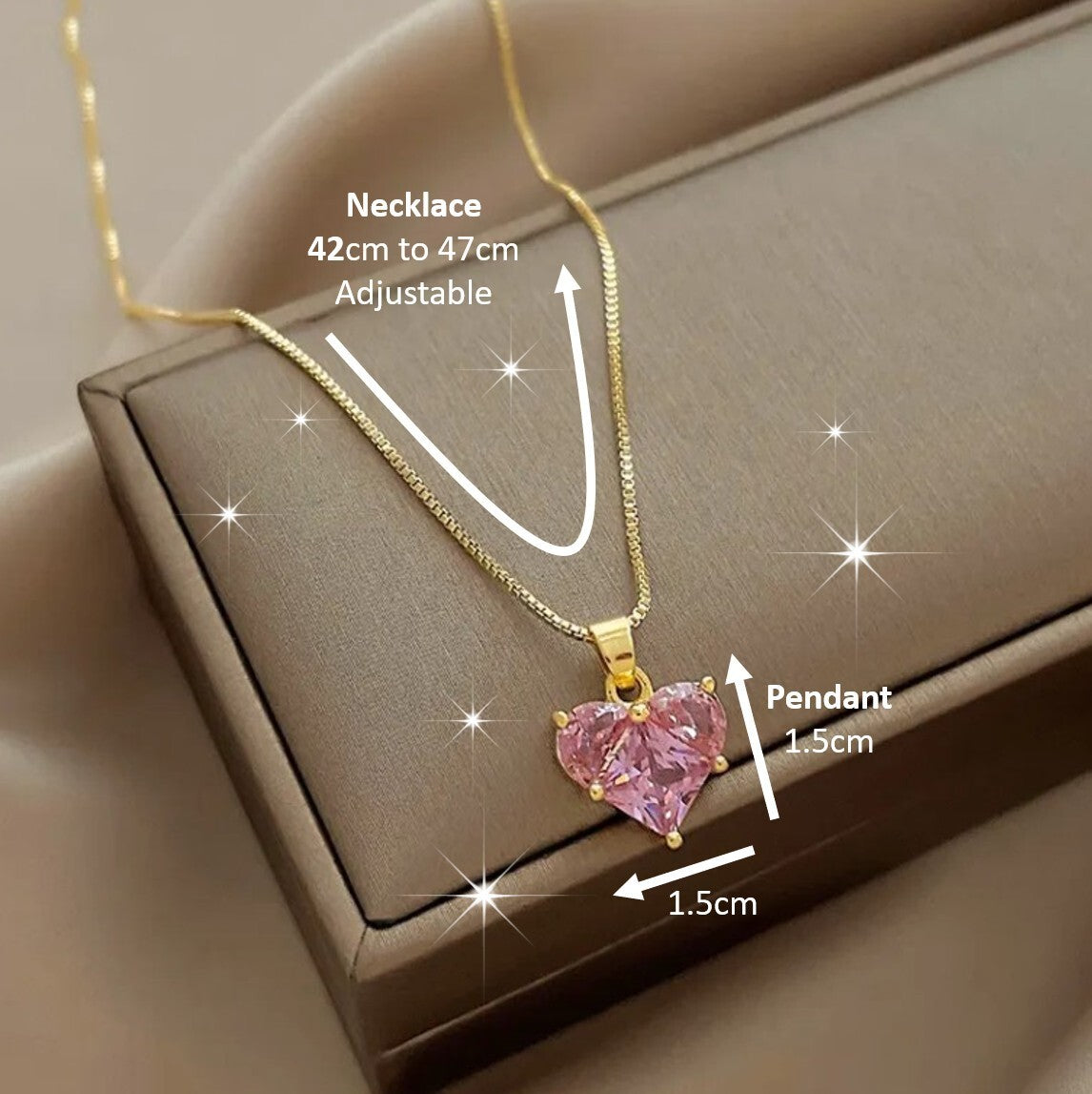 Pink Gold Heart Charm Necklace Luxury Women Ladies Girls Jewellery Gifts UK NEW5