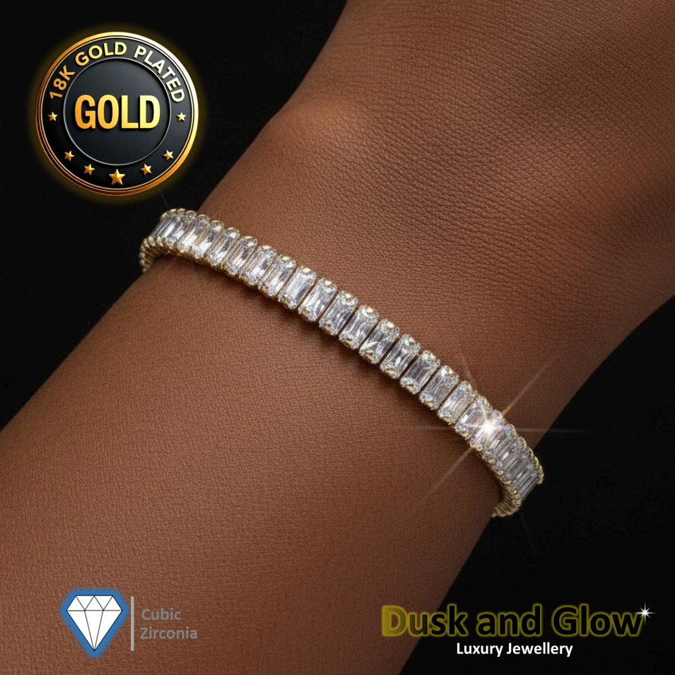 Luxury 18ct Gold Plated Zirconia Bracelet Tennis CZ Crystal Designer Gift NEW UK1