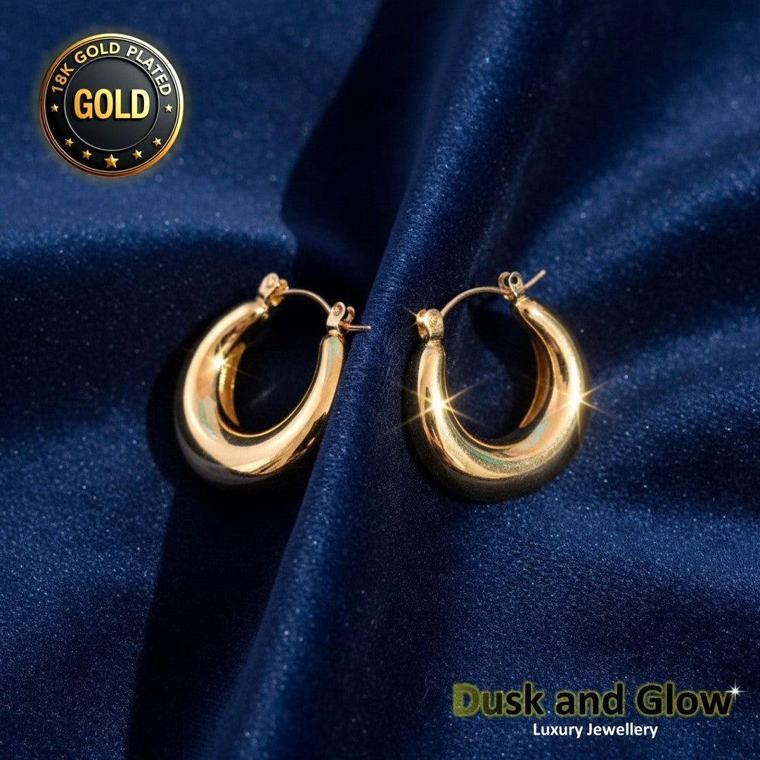 UK Womens Gold Hoop Earrings Genuine 18K Plating Ladies Girls Jewelry Gift NEW2