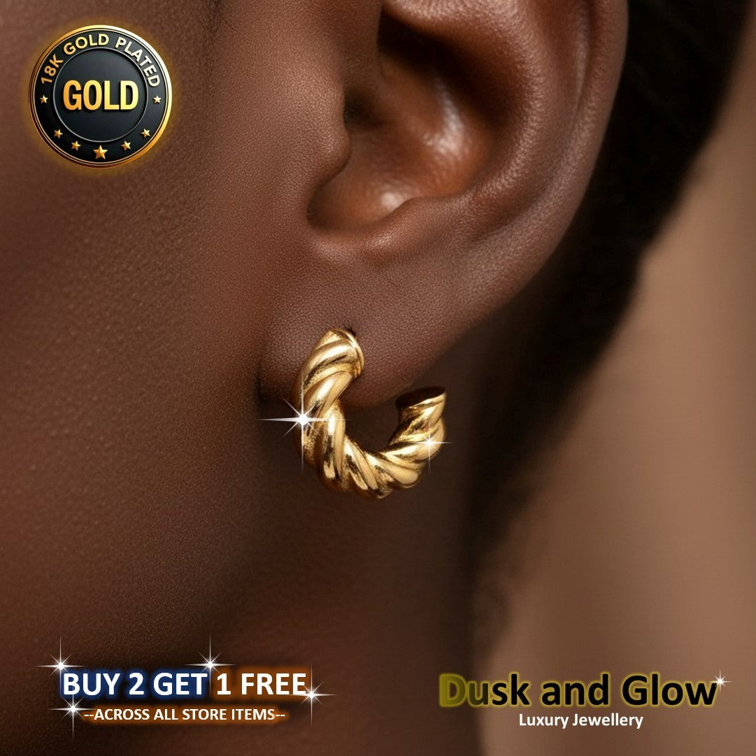 UK Womens Gold Hoop Earrings Genuine 18K Plating Ladies Girls Jewelry Gift NEW1