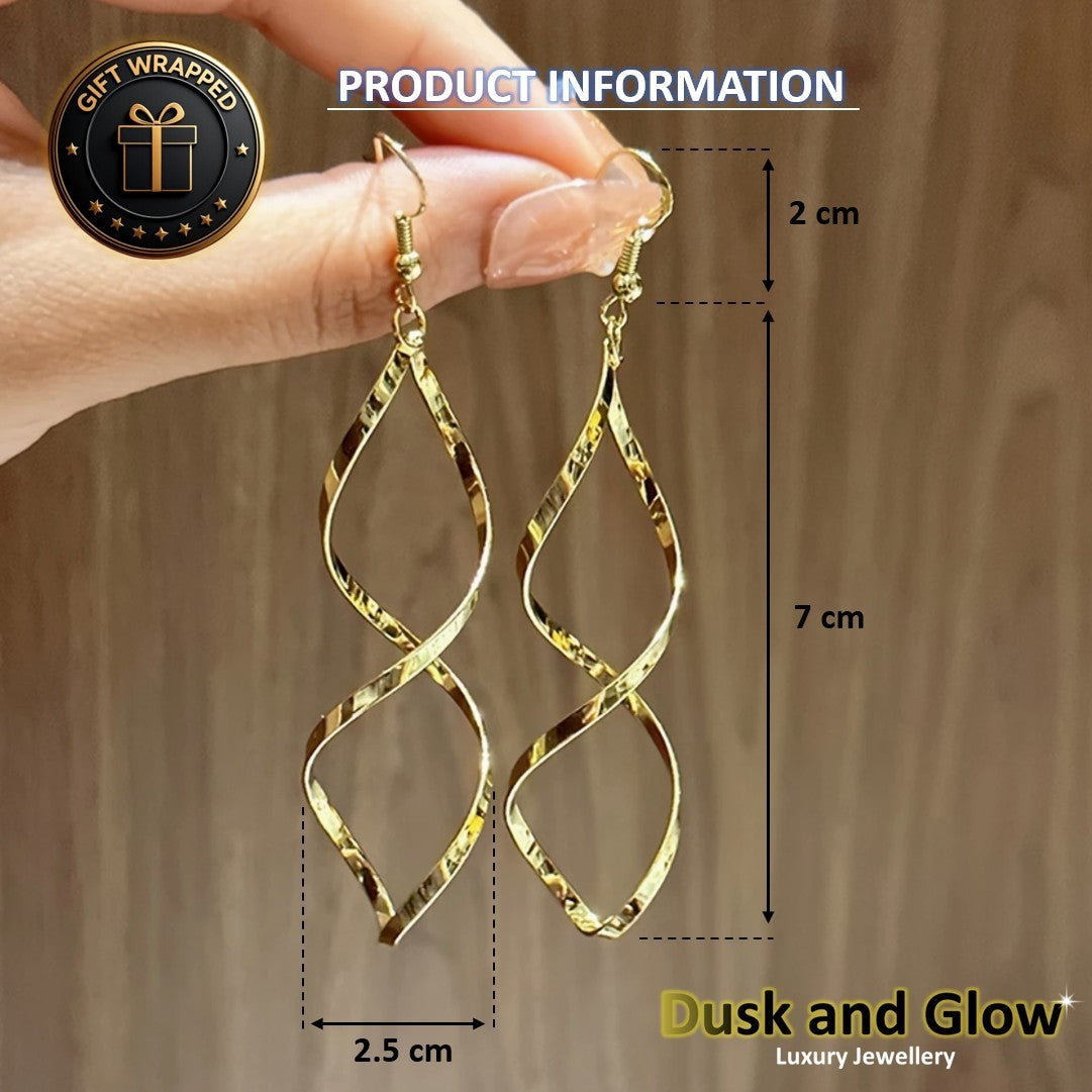 UK Women Dangle Drop Earrings Gold Spiral Fashion Ladies Jewellery Gala Gift NEW3
