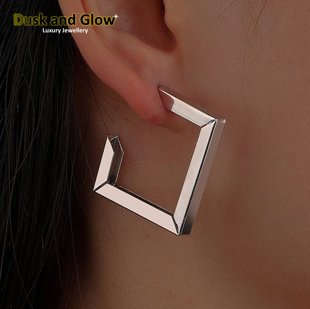 Silver Hoop Stud Earrings Women Ladies Design Fashion Girl Jewellery Gift NEW UK2