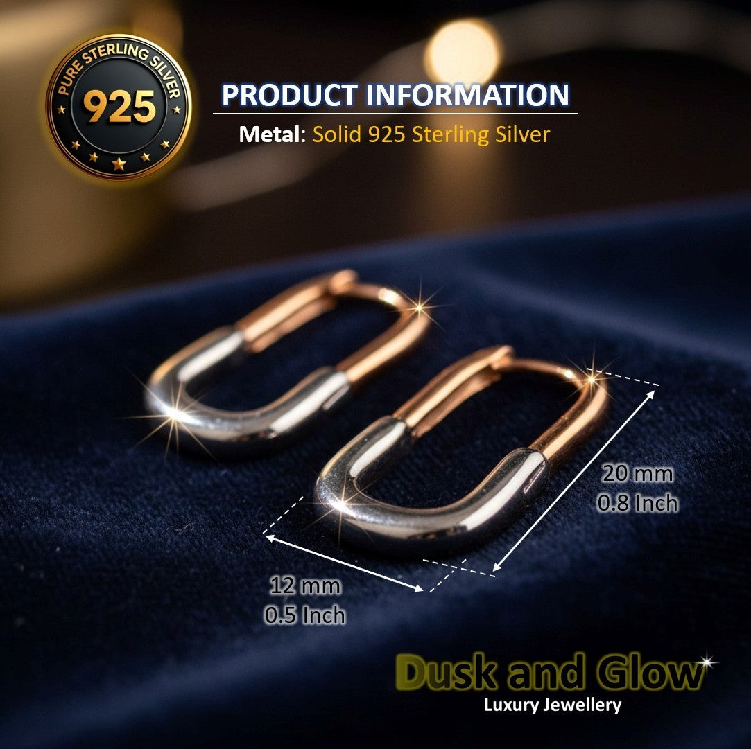 Women Hoop Earrings Solid 925 Sterling Silver and Gold Luxury Ladies Gift UK NEW5