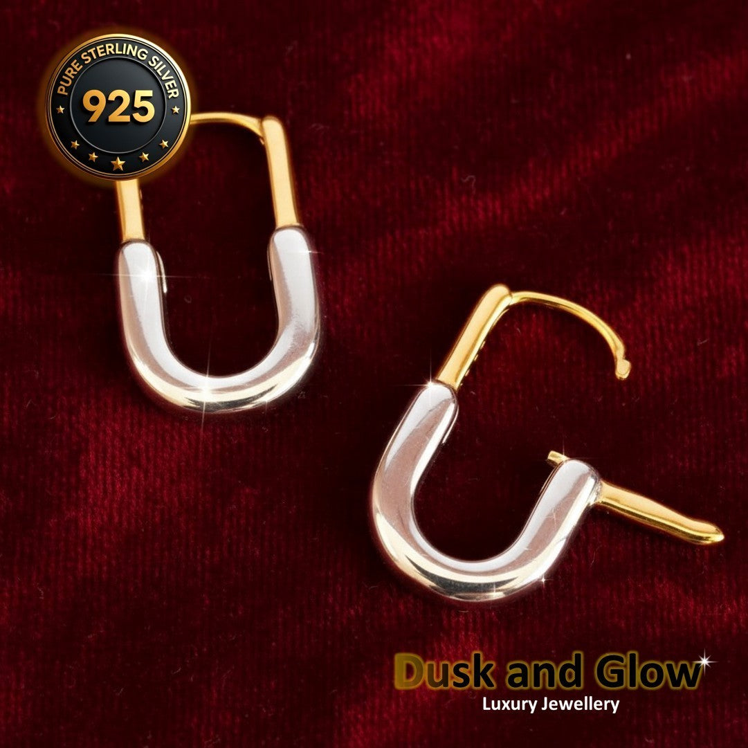 Women Hoop Earrings Solid 925 Sterling Silver and Gold Luxury Ladies Gift UK NEW4