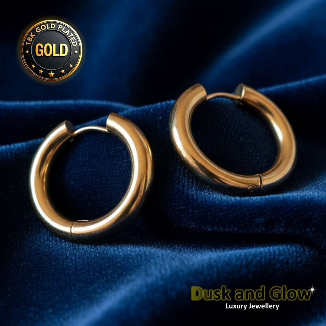 UK Womens Gold Hoop Earrings Genuine 18K Plating Ladies Girls Jewelry Gift NEW1