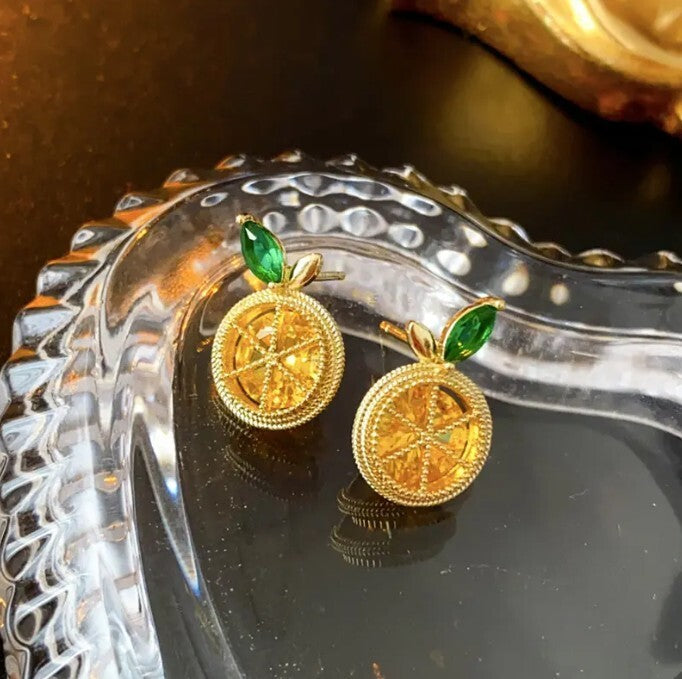 Womens Orange Stud Earrings Fruit Luxury Cute Ladies Girls Jewellery Gift UK NEW3