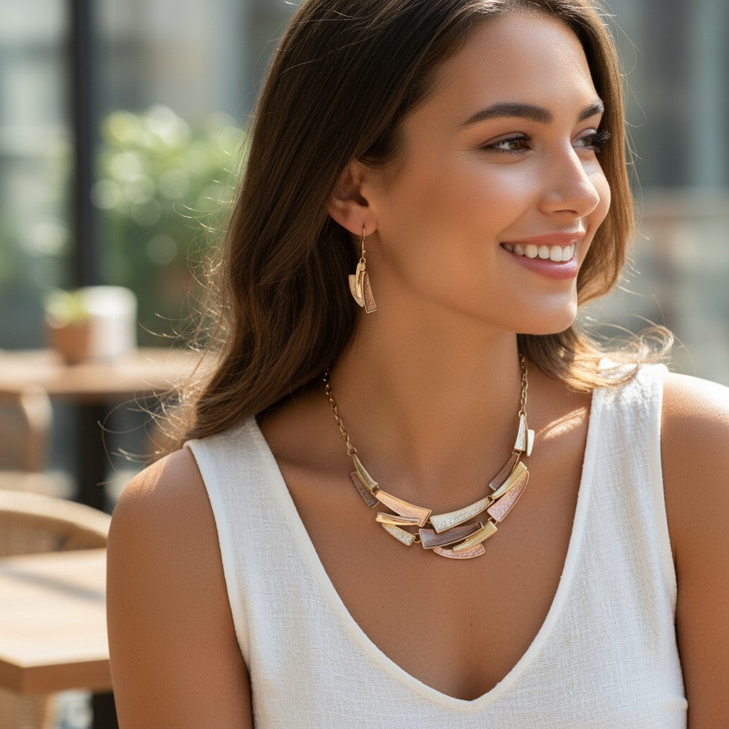 Beautiful Bohemian Style Jewellery Set Necklace Drop Earring Wedding Gift UK NEW1